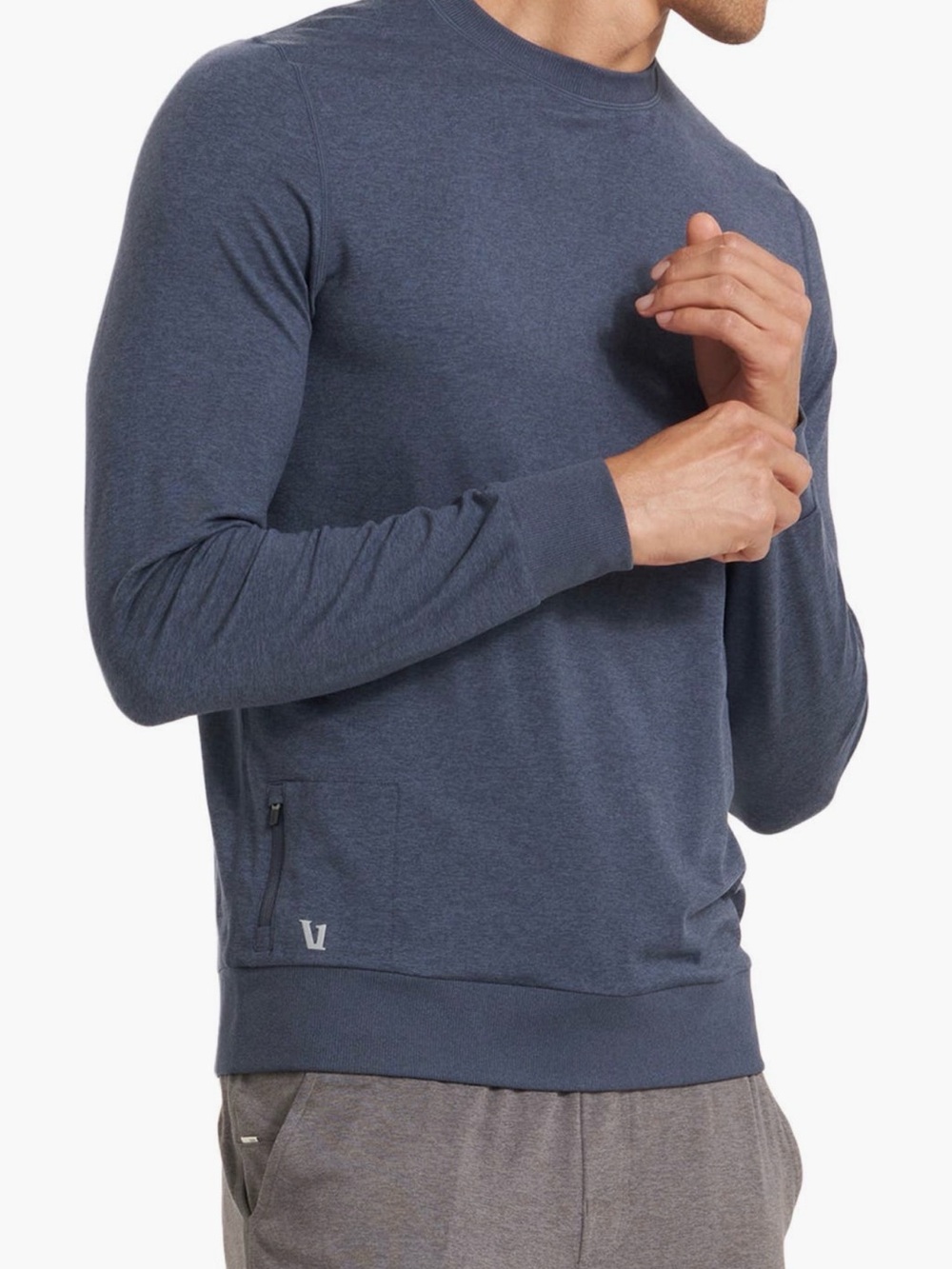Vuori Men’s Ponto Performance Crew Pullover Size XL Azure Heather Blue